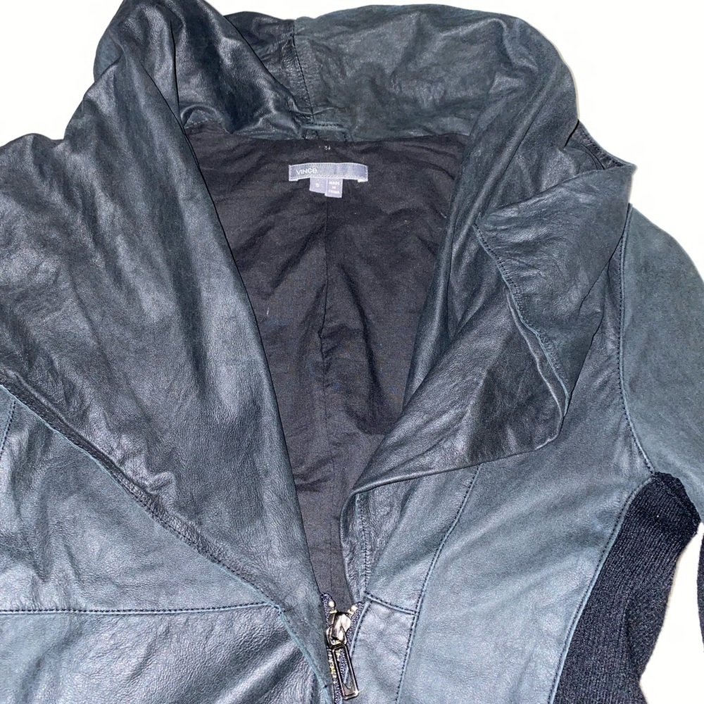 Vince Black Leather Biker Jacket - Picture 5 of 8